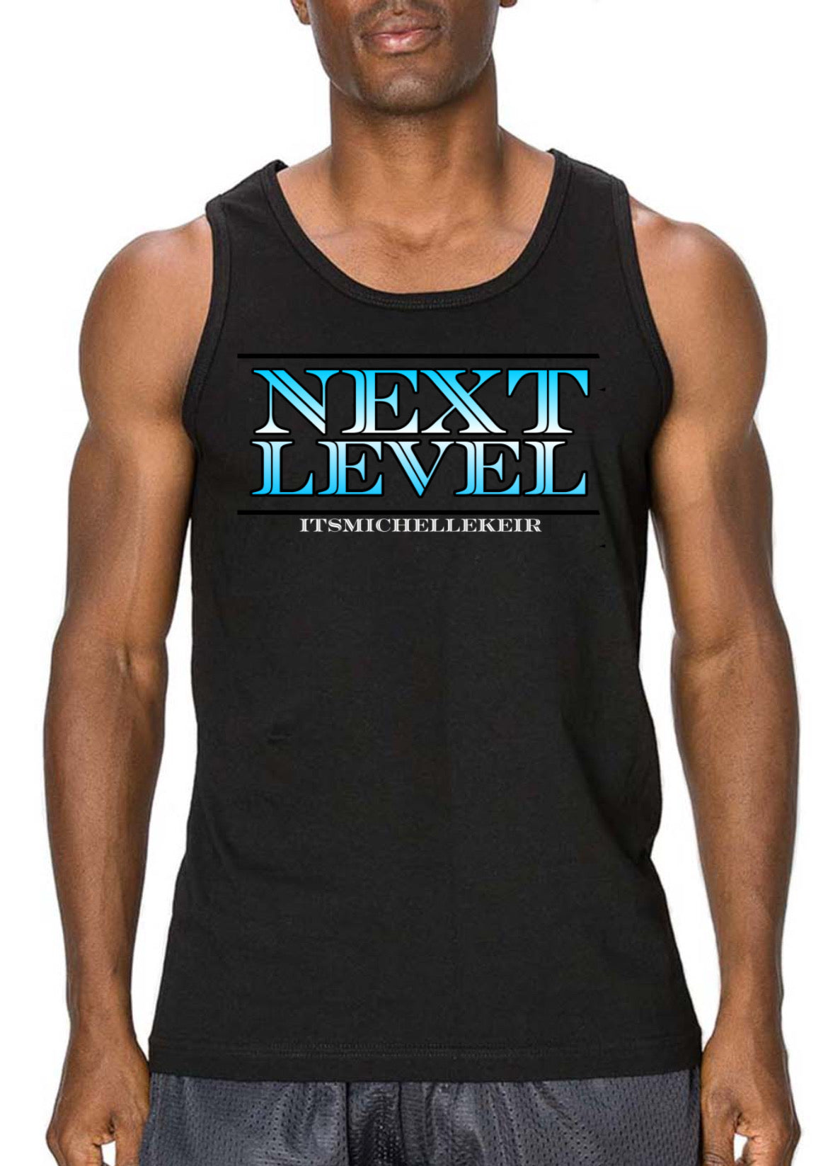 Blue Text Next Level Tank